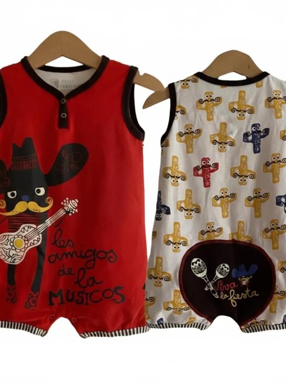 Mariachi Viva La Fiesta Guitar Cactus Sleeveless Romper Size 18 M